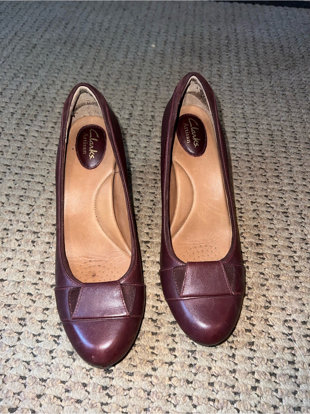 Clarks Burgundy Leather Women's Flats